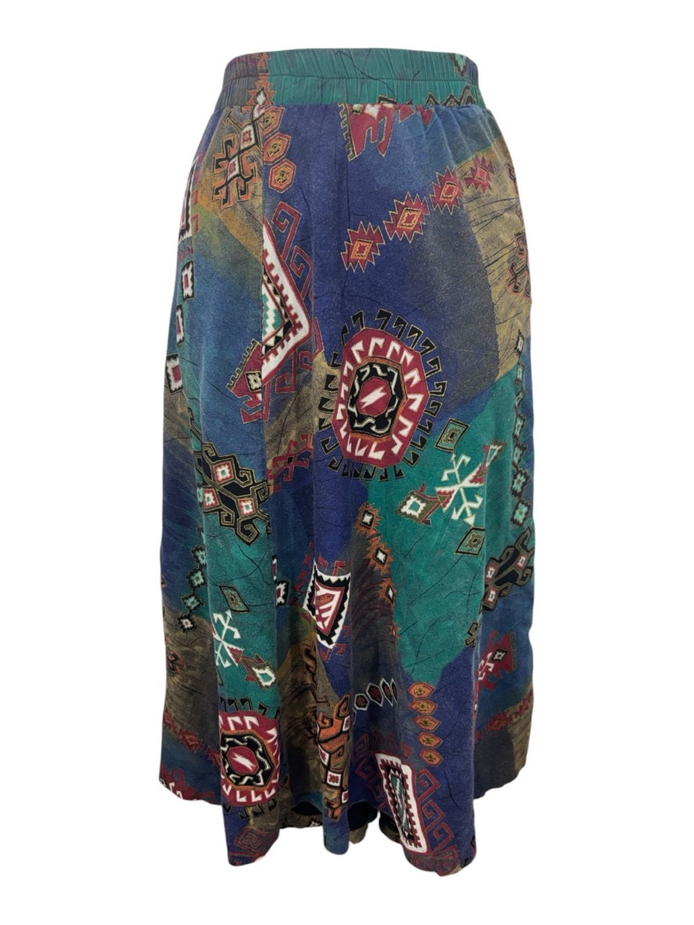 Vintage Southwest Aztec Tribal Print Maxi Skirt | Size 16W / 36 | Made in USA